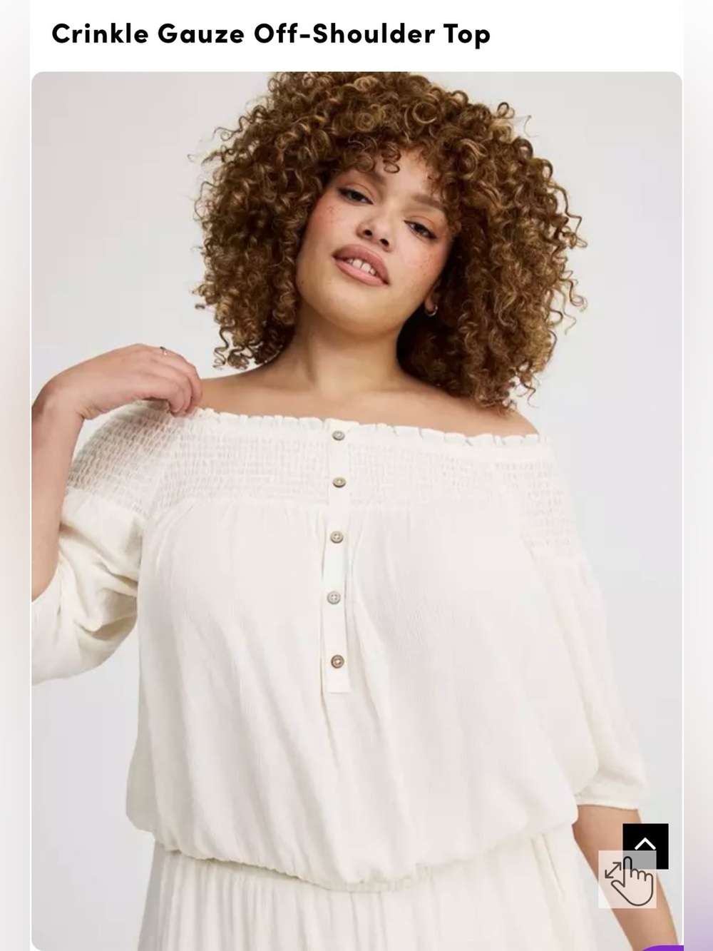 torrid Cream Off-Shoulder Button-Front Top